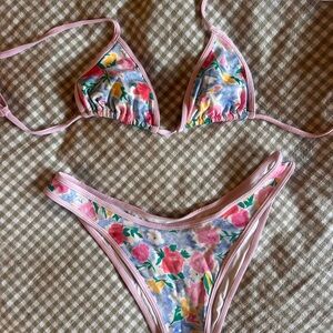 Frankie's Bikinis Pastel Floral Triangle Top and bottom
